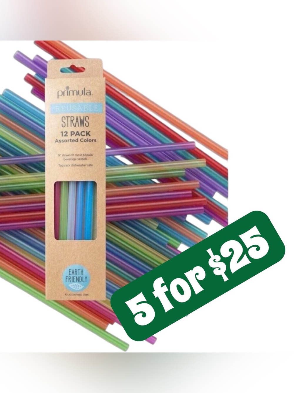 *5 ITEMS FOR $25* Reusable Straws Assorted Colors - 12 Pack - 9 inch Straws NEW!